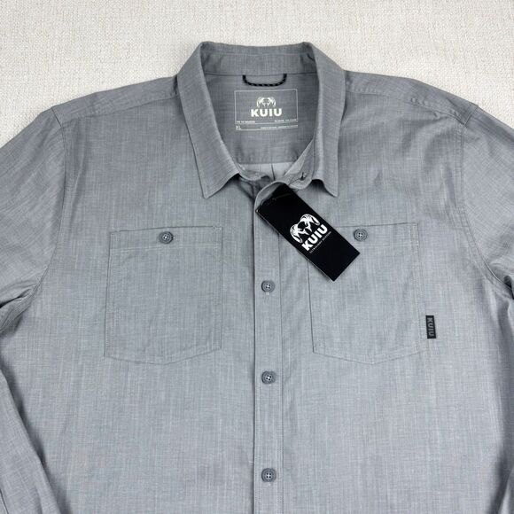 KUIU Terrace Shirt Men's XL Long Sleeve Gray Chambray Hunting Lightweight NWT - Picture 2 of 16